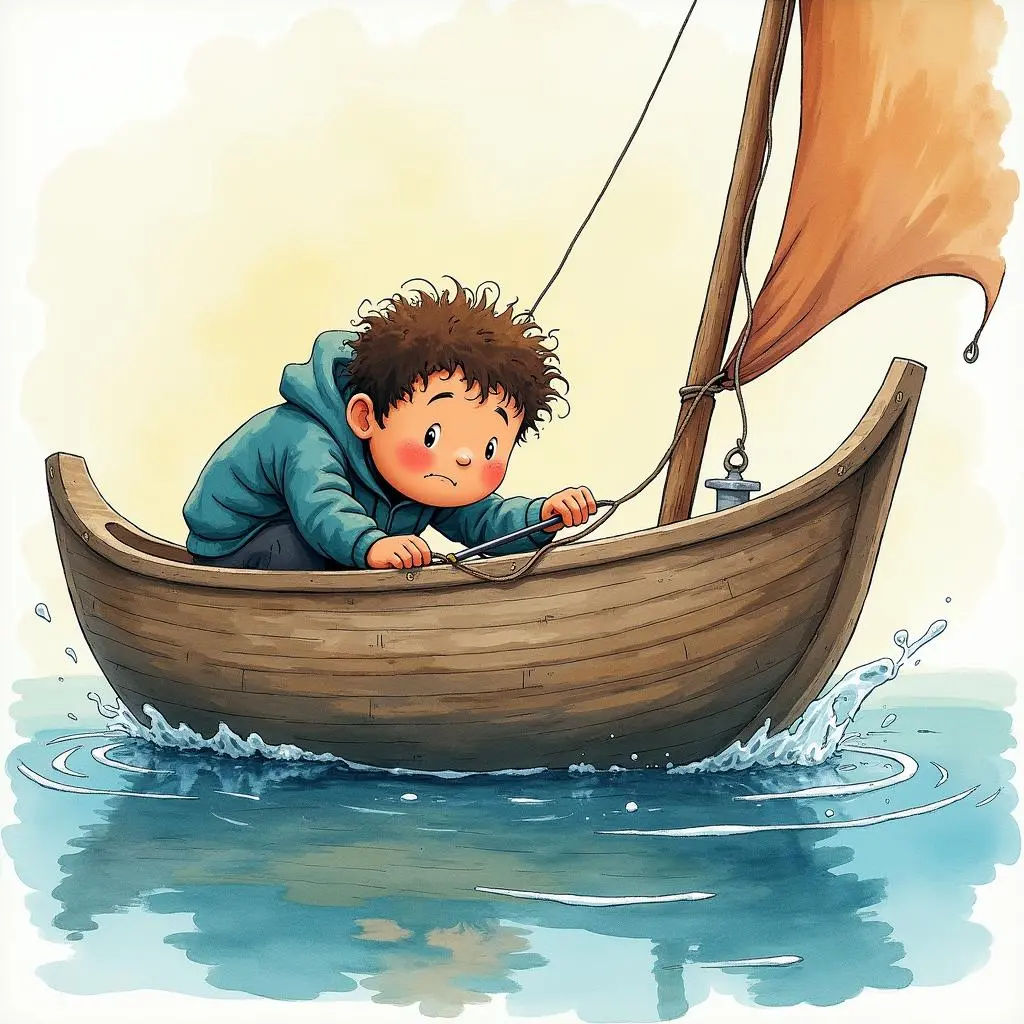 Le petit bateau répare un trou