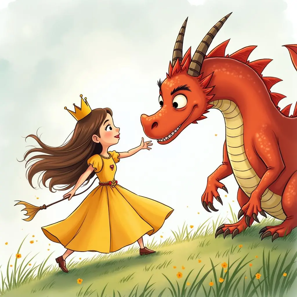 The princess leads the dragon
