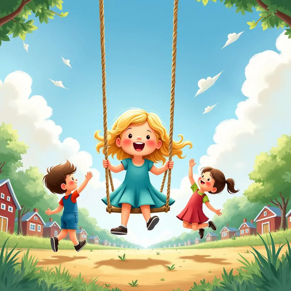 云朵女孩和孩子们玩耍