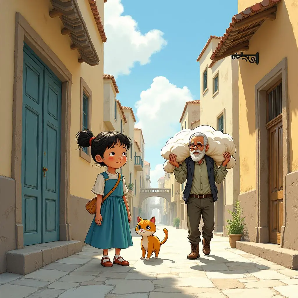 云朵女孩帮助老人