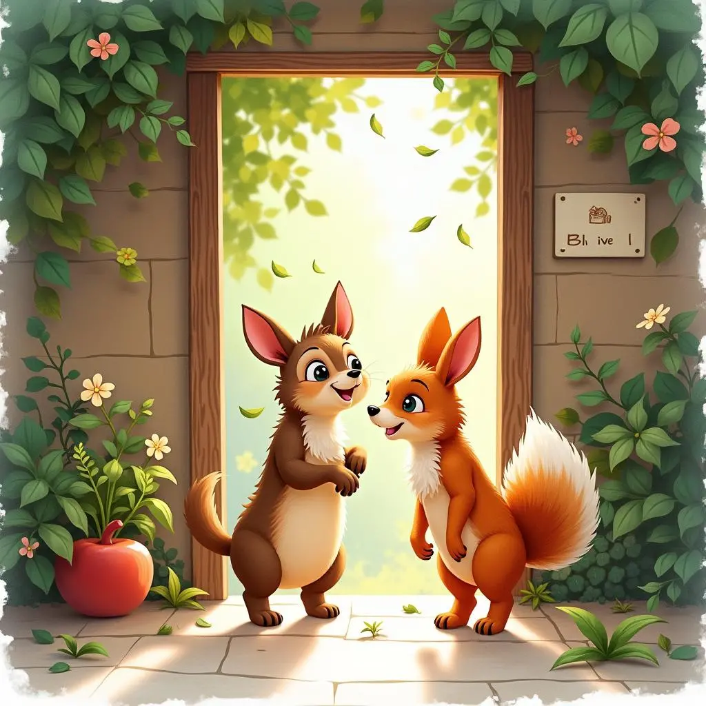 小动物们在面包房门口