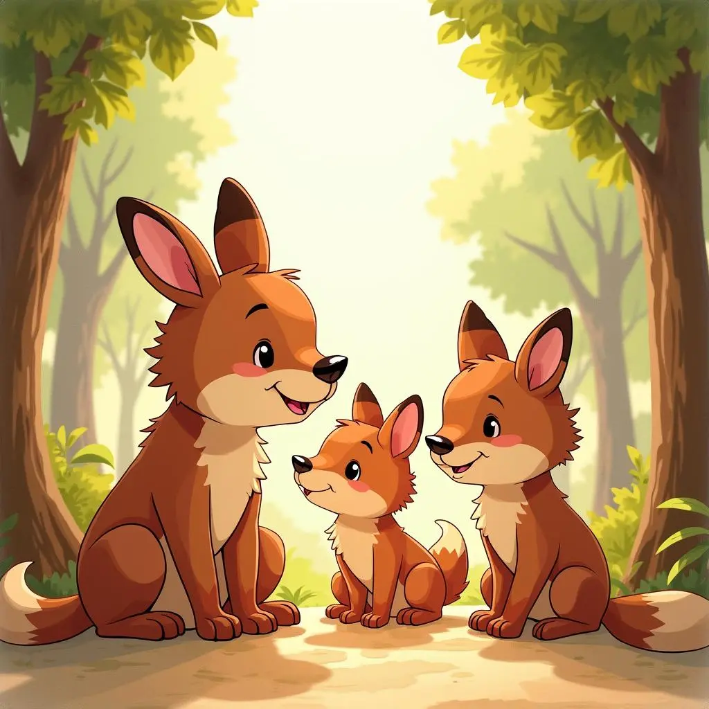 小动物们和面包师一起欢笑