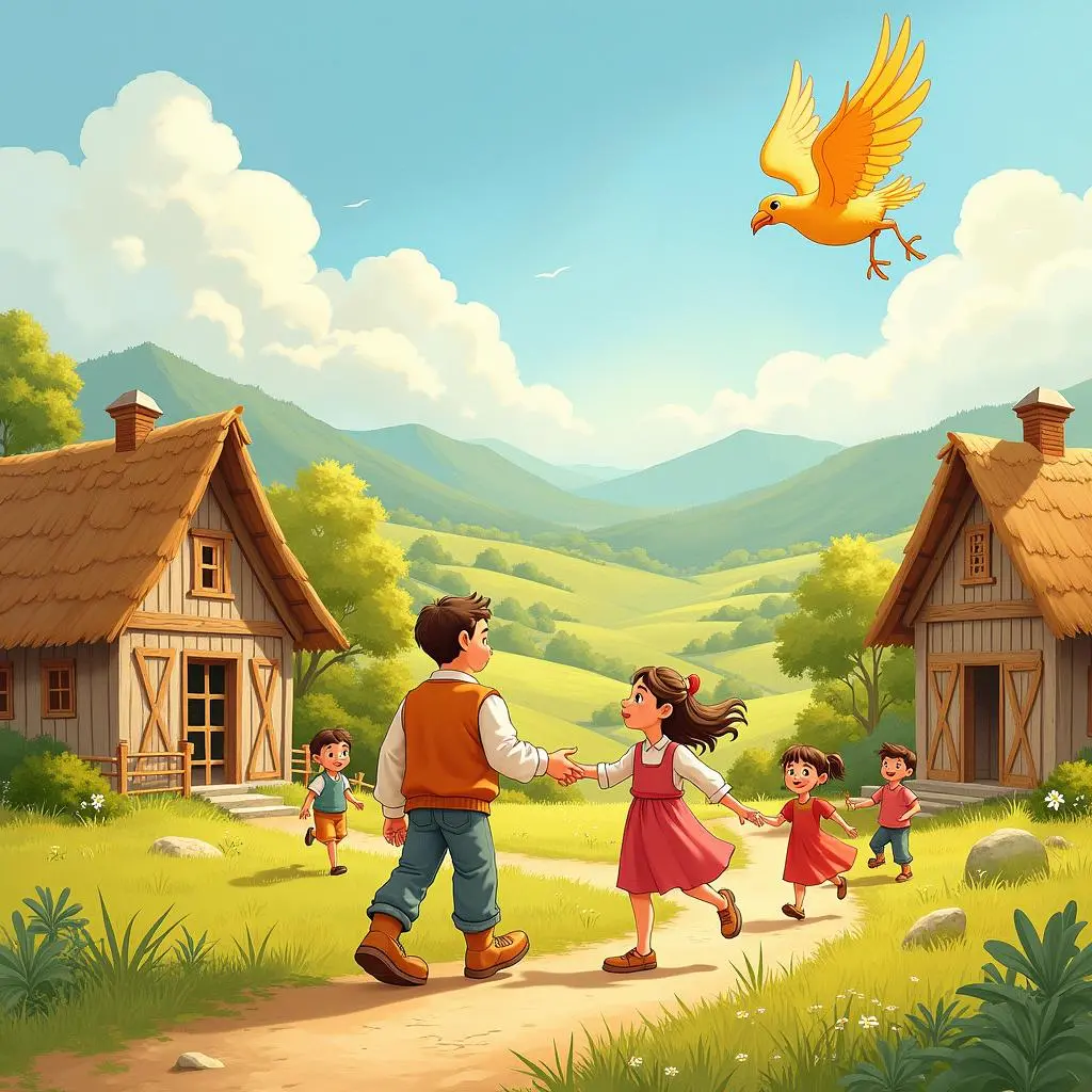 农夫用财宝帮助村民