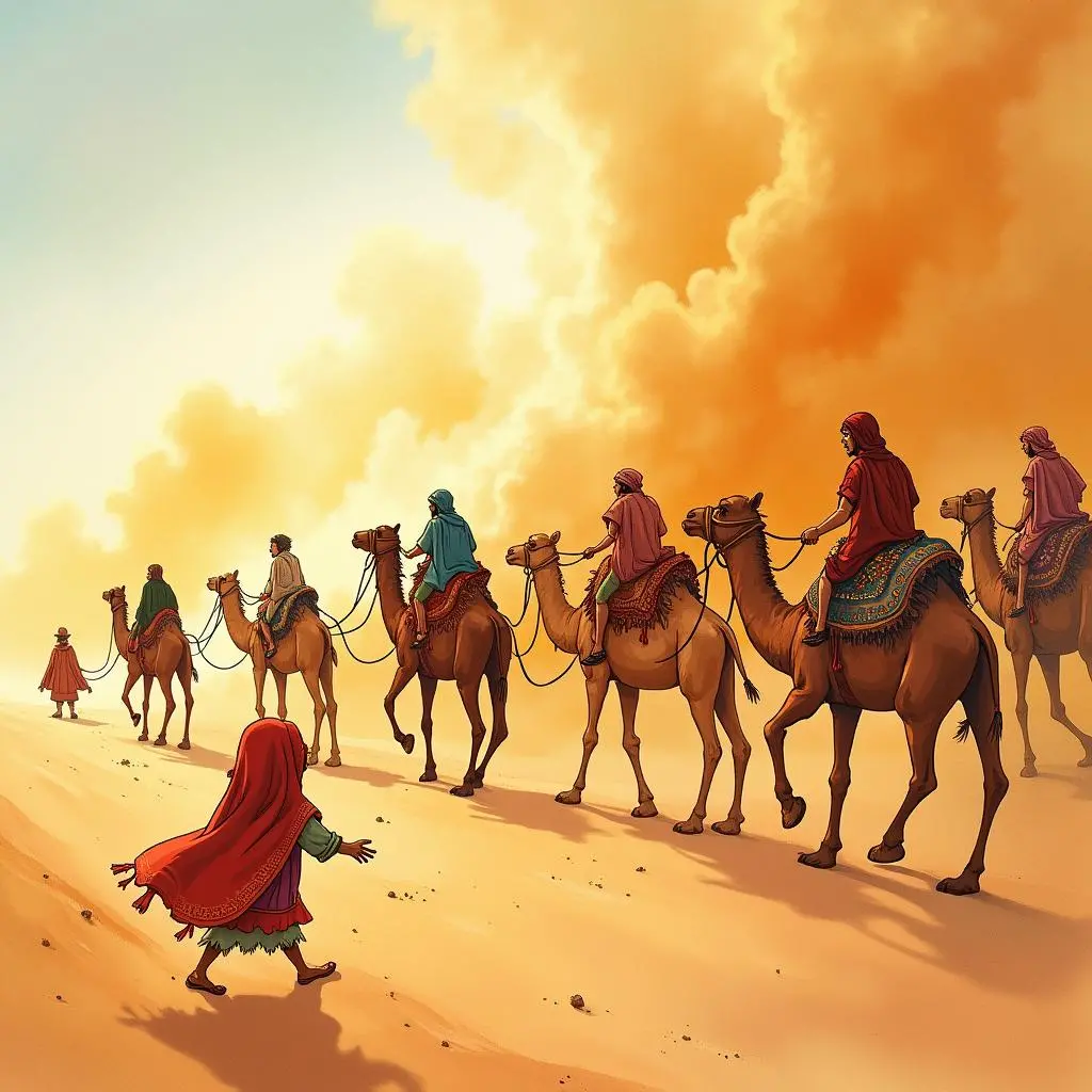 La caravane rencontre un tempête de sable