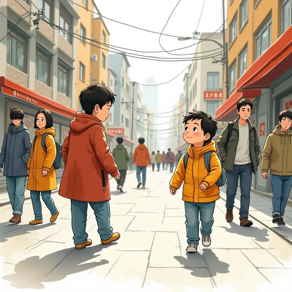 The young man imitates passers - by