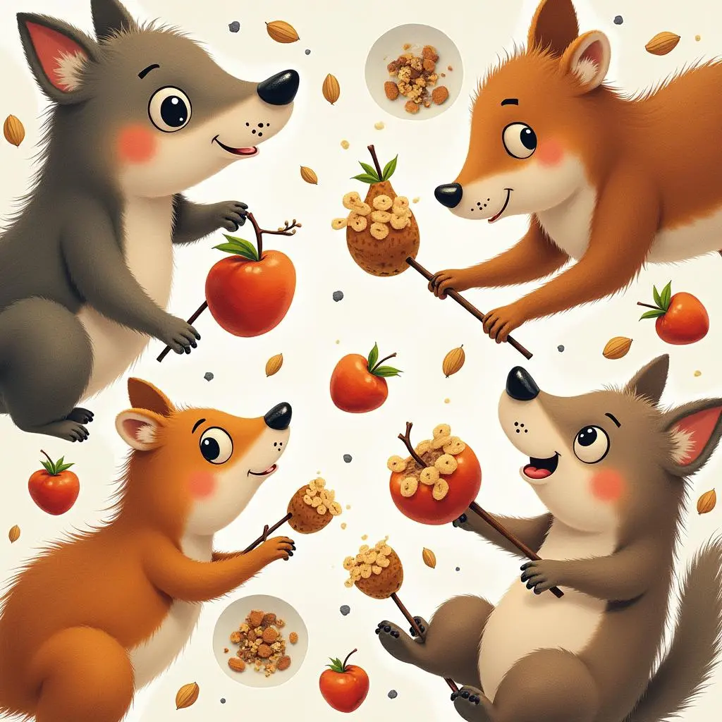 小动物们准备食物