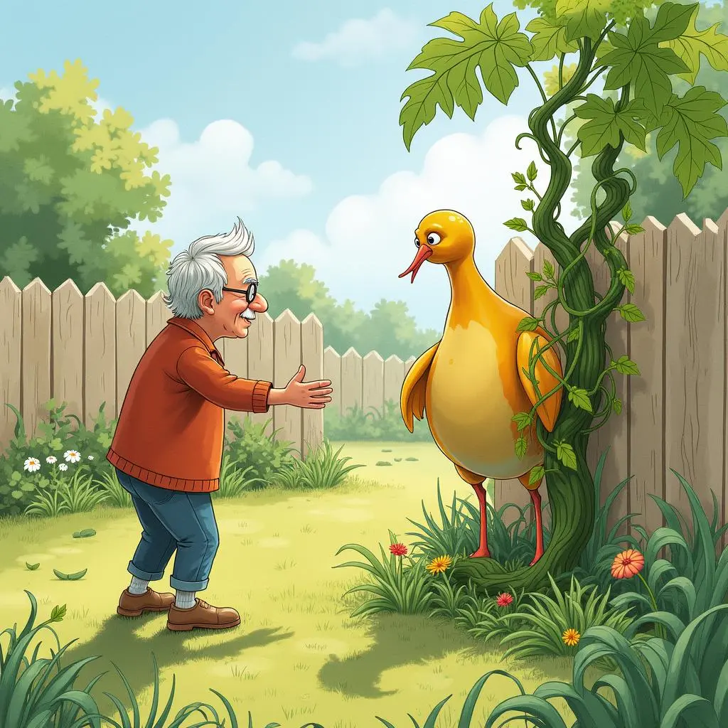 The gourd vine grows gourds