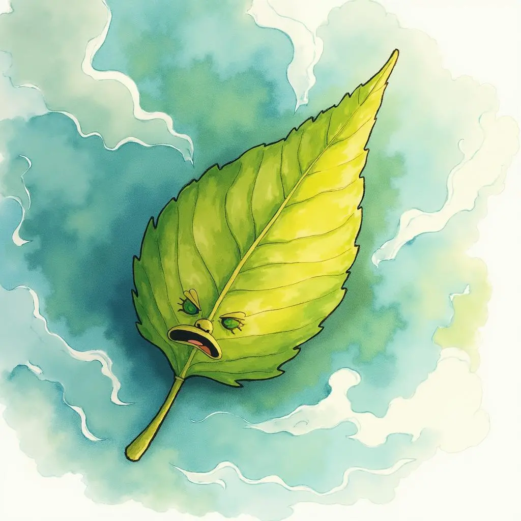 小叶子被风吹起