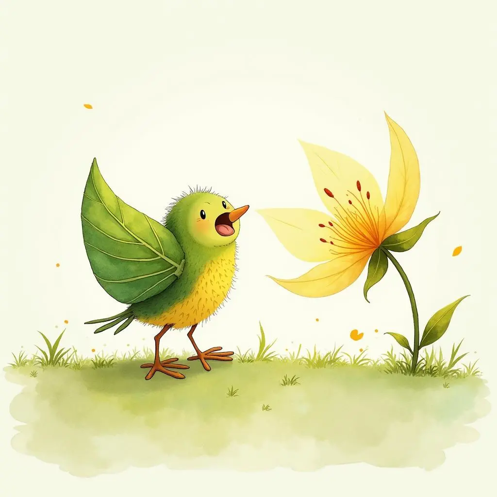 小叶子落在花朵上