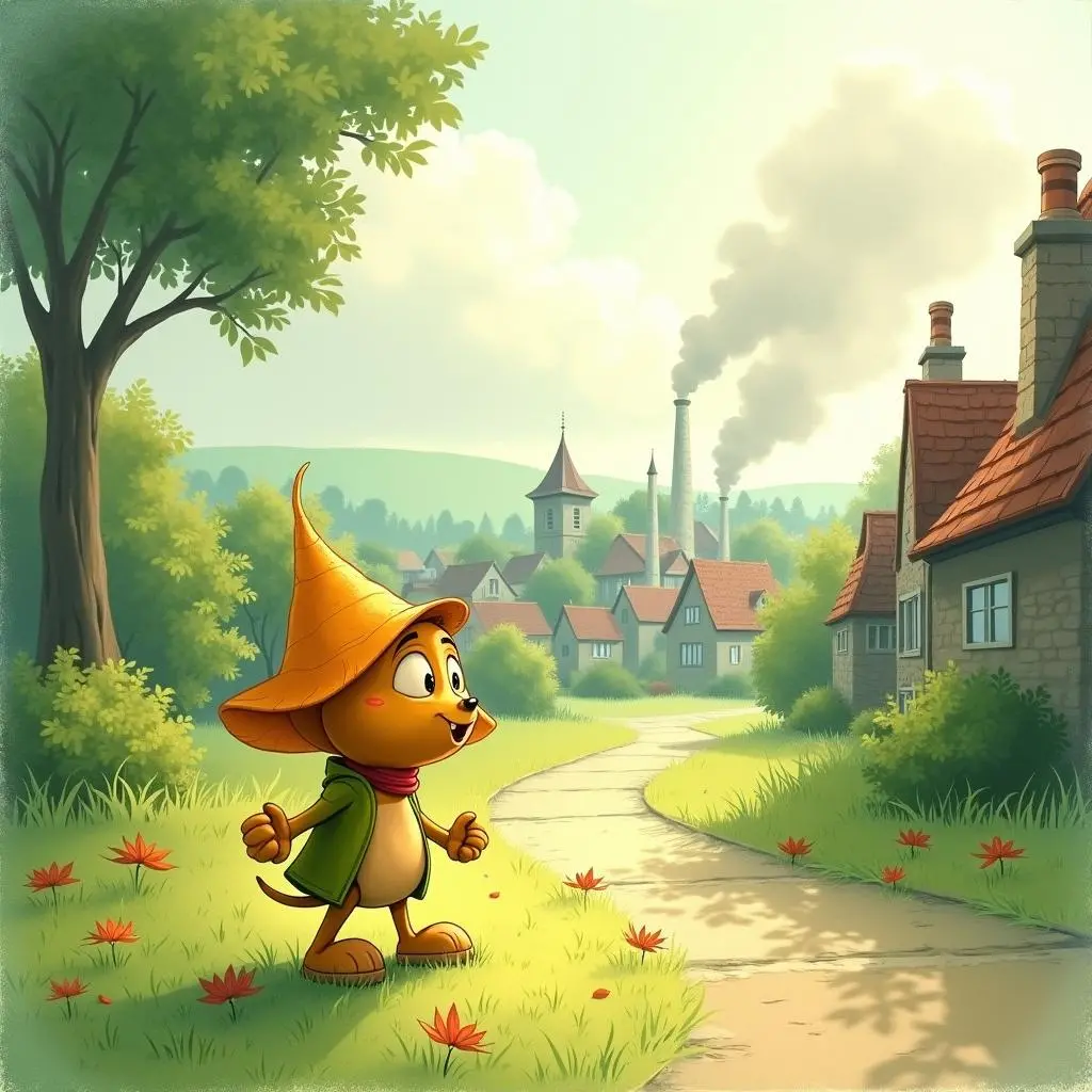 小叶子飘向村庄