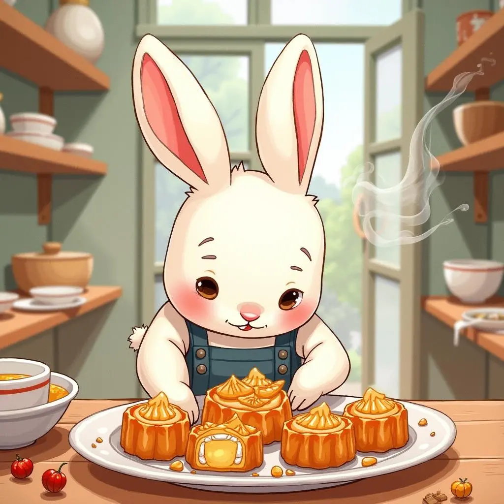 小兔子在制作月饼