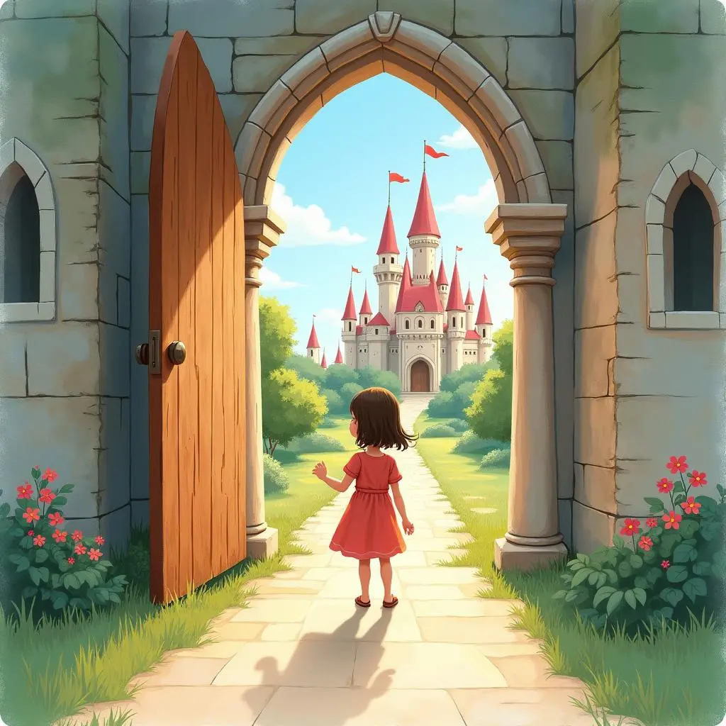 露西走进城堡大门