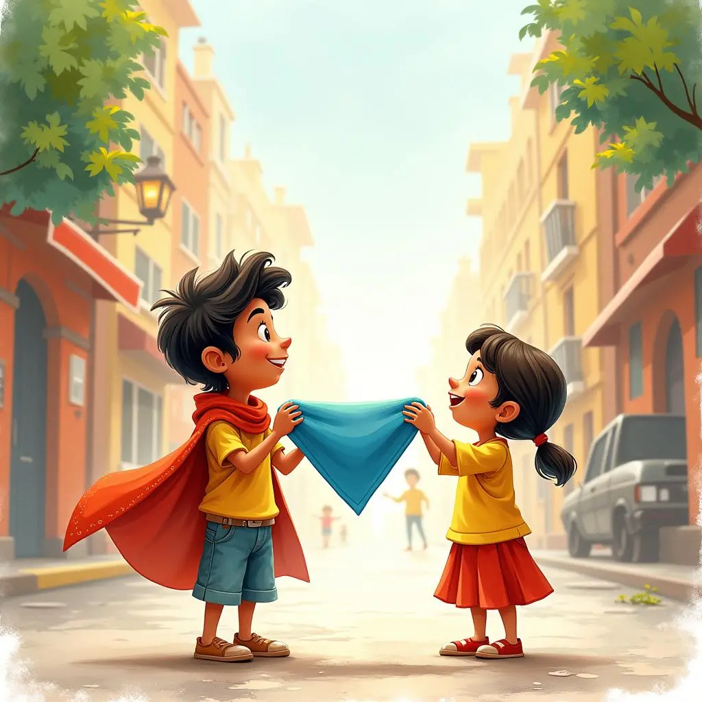 拉朱把手帕送给朋友