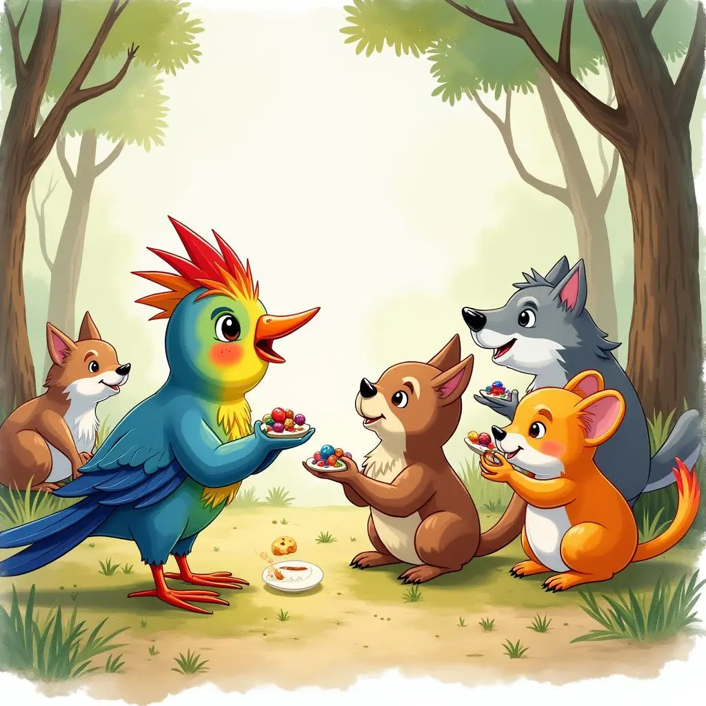 The Rainbow Bird takes out its treasures to share