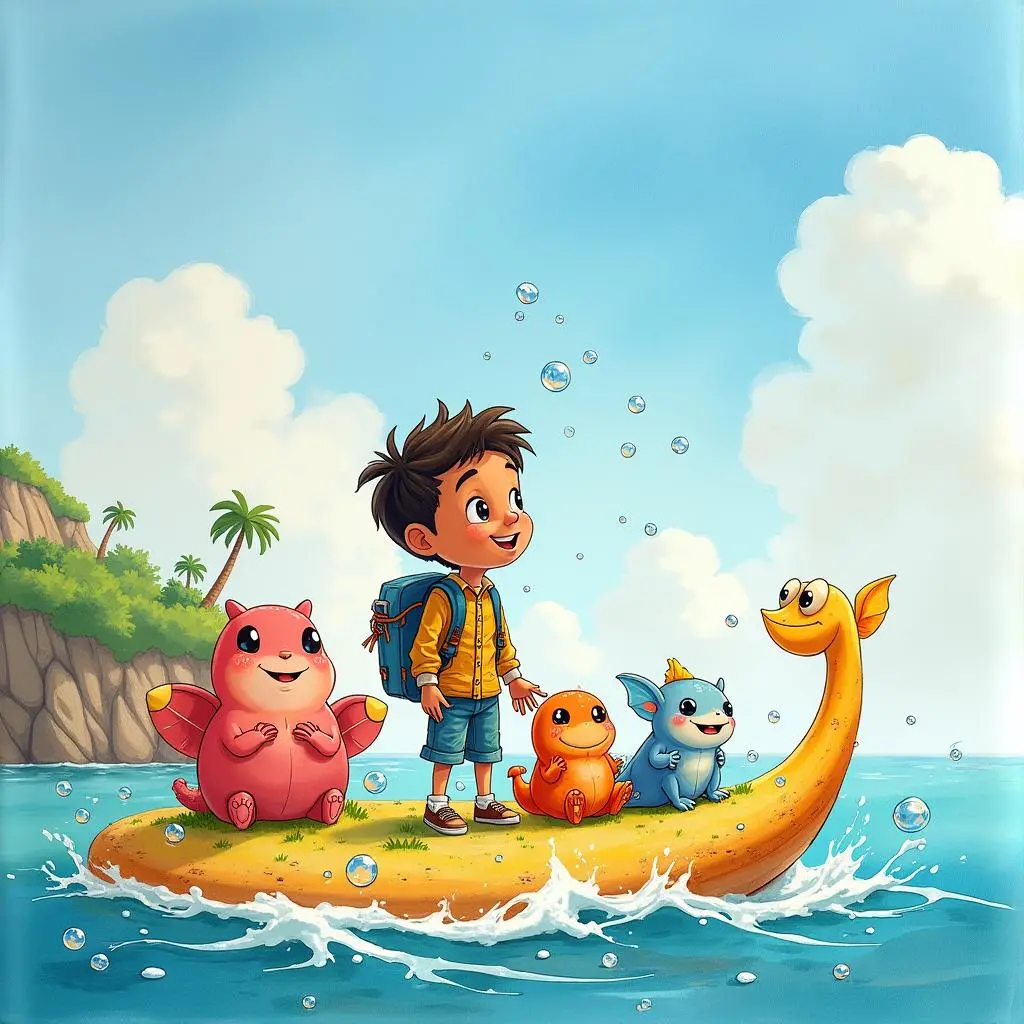 皮埃尔与岛上生物互动