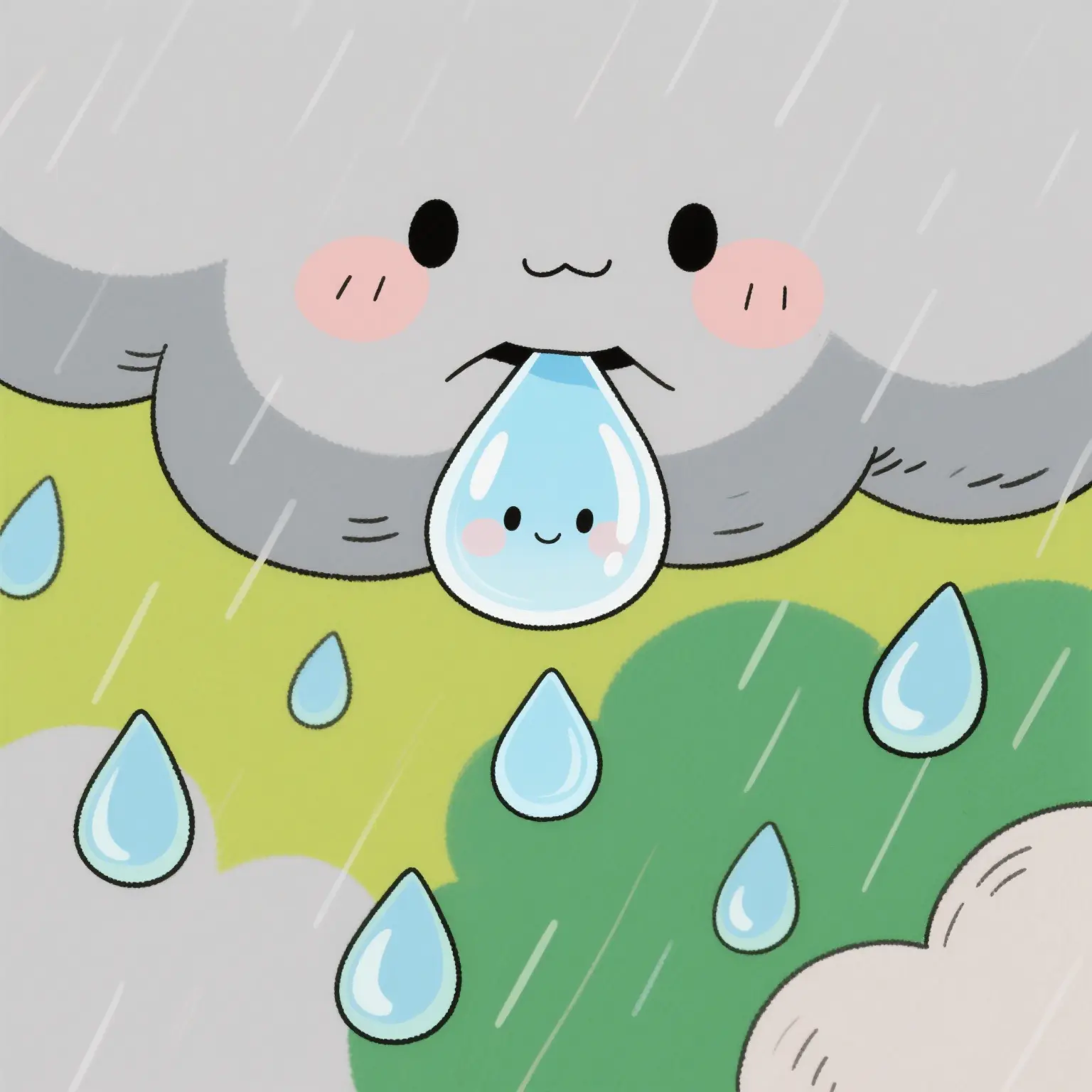 从云朵中落下的小雨滴