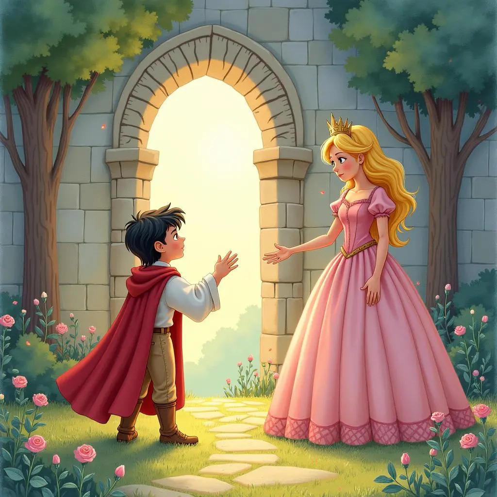 王子走进城堡找到公主