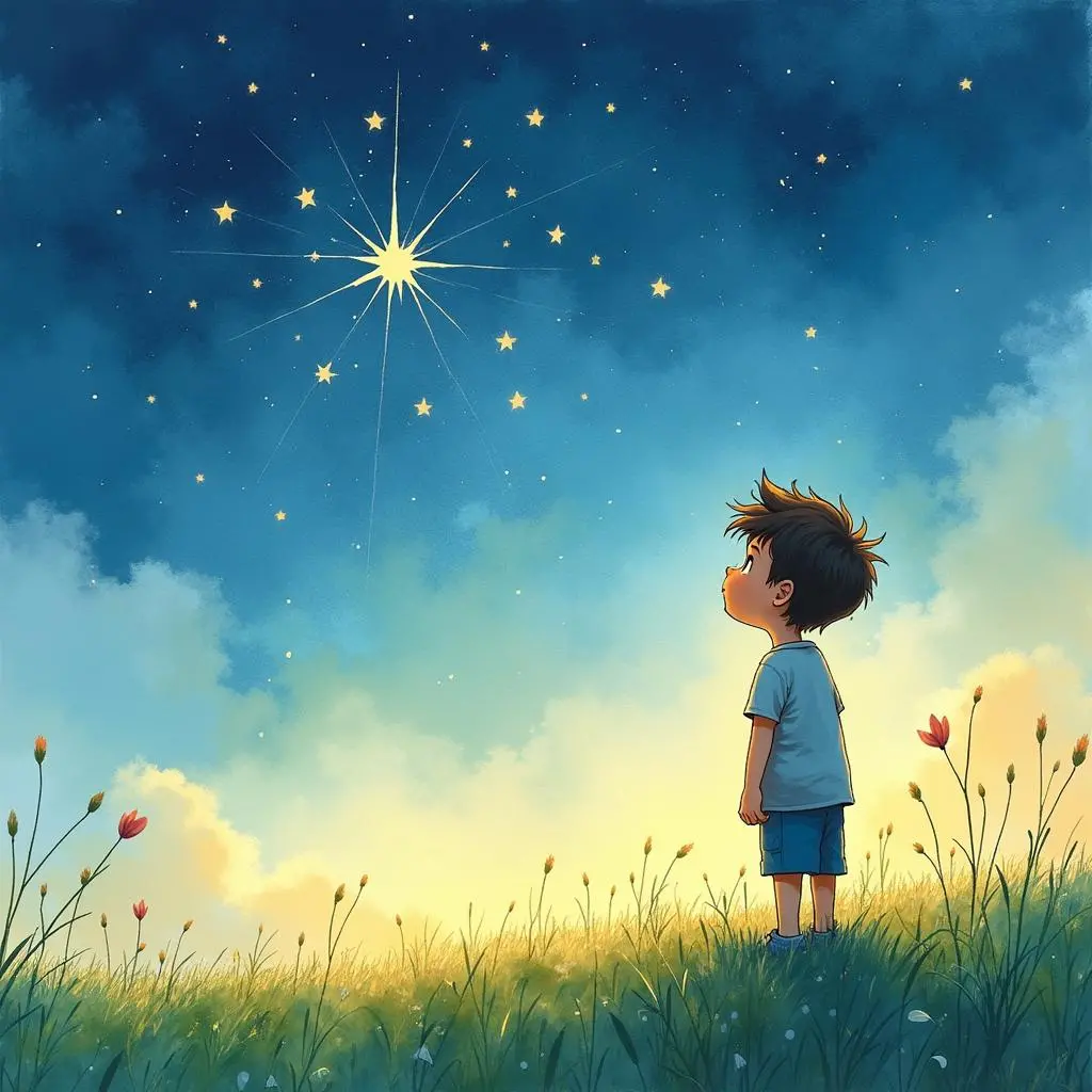 Raj regardant le ciel étoilé