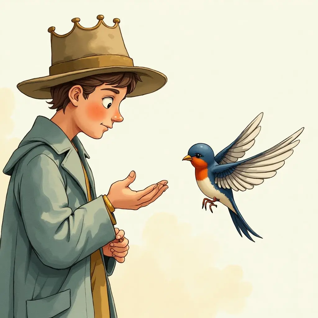 A swallow perching on the prince's statue