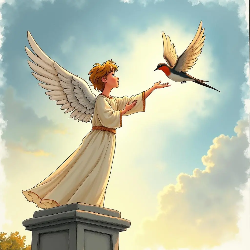 God let the angel take away the statue and the swallow