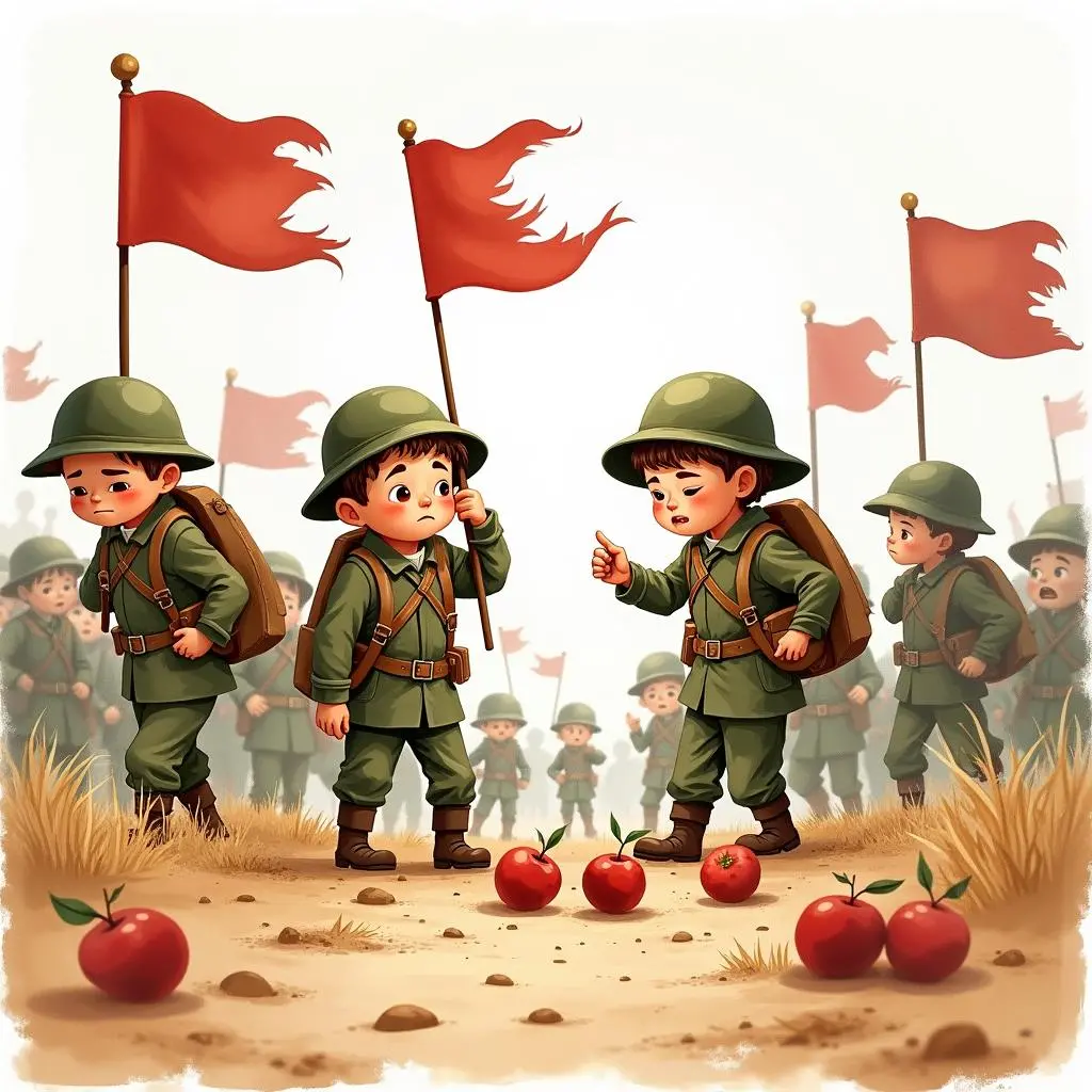 The soldiers were exhausted