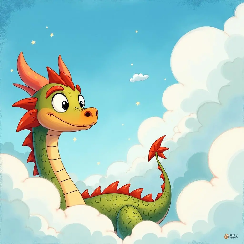 The real dragon pokes its head out from the clouds